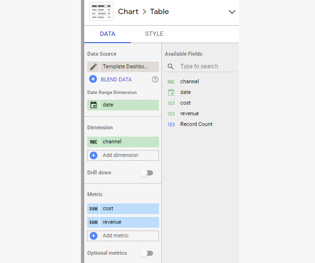 Adding new metrics in Google Data Studio